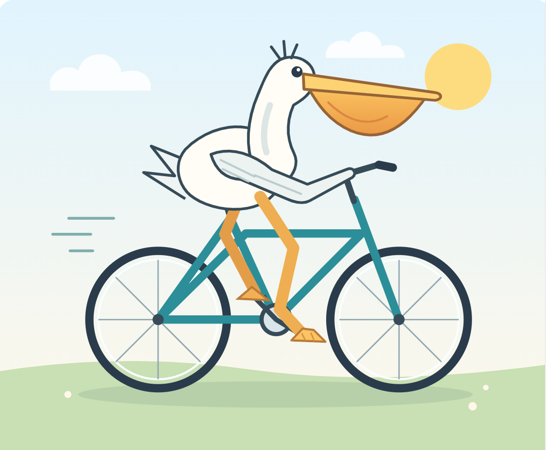 GPT-6.1 Sol’s pelican: a white pelican with a large orange bill pedaling a teal bicycle under a yellow sun