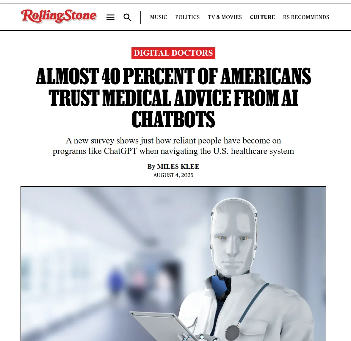 Medical AI advice article