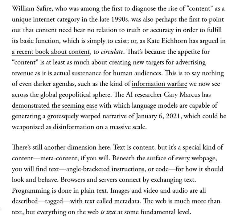 Excerpt from 'Prepare for the Textpocalypse' on AI-generated text, spam, and content moderation