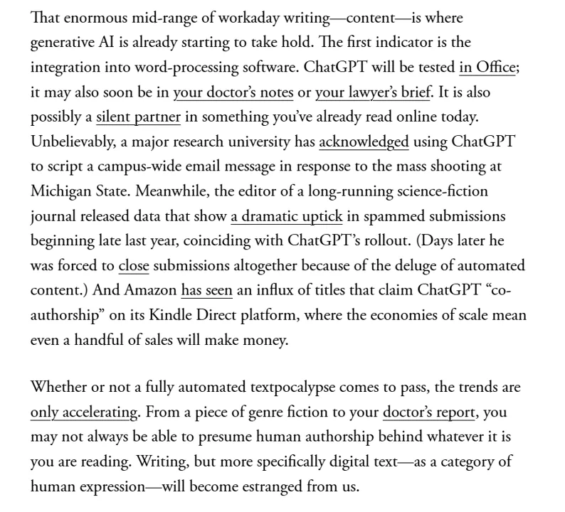 Excerpt from 'Prepare for the Textpocalypse' on workplace writing, lock-in, and the enshittification of text