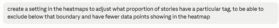 Prompt asking for a frequency-threshold setting to control which tags appear in the heatmap